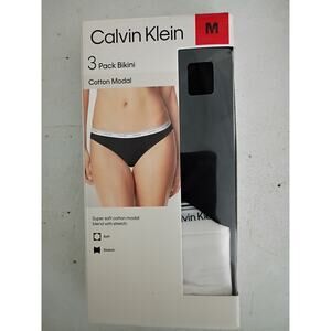 Calvin Klein Women's Cotton Modal 3-Pack Bikini, Multicolor, Size S